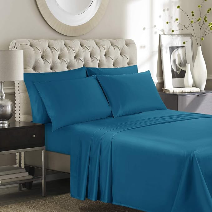 100% Supima Cotton 600 Thread Count Queen Pillowcases Set of 2, Luxury Hotel Pillow Cases,Soft & Silky Sateen Weave, Premium Quality Queen Pillowcase 2 Pieces (Peacock Blue, Standard) - Image 7