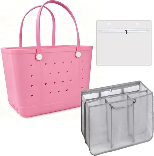 Juyeesm X Large Rubber Tote Bag for Boat, Beach, Pool-XL,18.9 * 13.8 * 8in | Oversized Rubber Beach Bags, Washable Beach Tote Bag, Durable Travel Bags for Work, Sport by Juyeesm