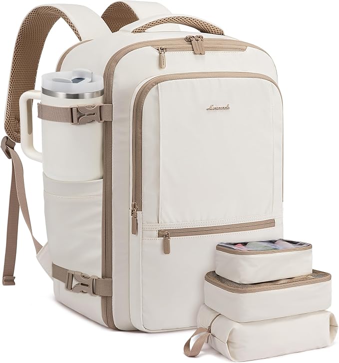 LOVEVOOK Travel Backpack for Women & Men, 50L Large Carry On Backpack Airline Approved, TSA Personal Item Weekender Bag, Water Resistant Laptop Backpacks with 3 Packing Cubes for Travel Essentials by LOVEVOOK