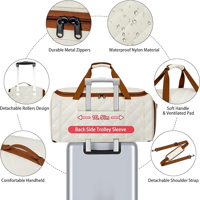 Rolling Garment Bags for Travel - Carry on Convertible Garment Duffle Bags with Wheels for Men Women, 4 in 1 Large Travel Duffel Bags with Shoes Compartment Hanging Suit Dress Weekender Bag 4pcs Set - Image 5