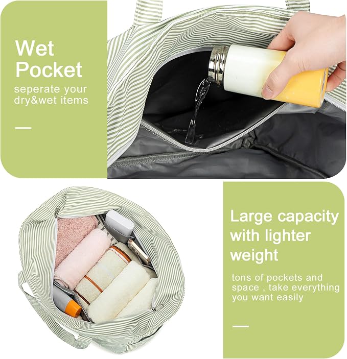Bluboon Waterproof Beach Tote Pool Bags for Women Ladies Extra Large Carry On Bag With Wet Compartment for Weekender Travel - Image 5