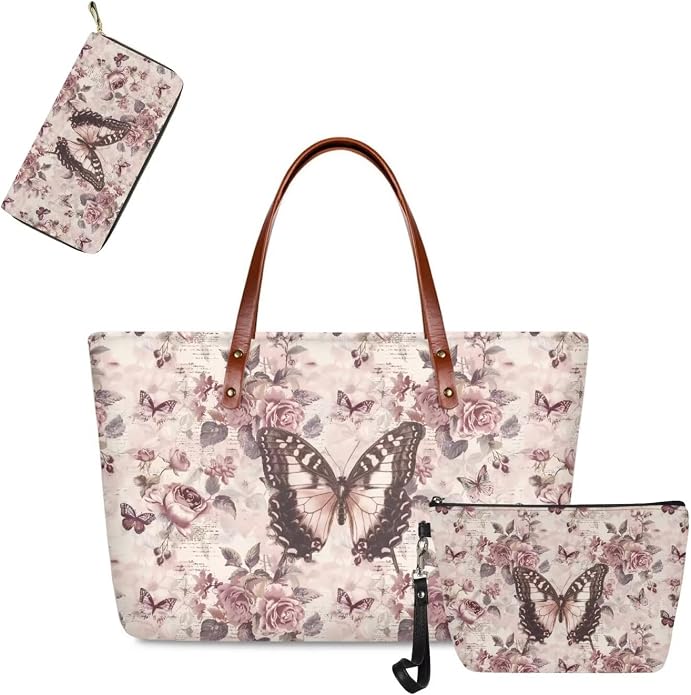 GIFTPUZZ Women Tote Bag Women Wallet Portable Cosmetic Bag for Women Bag Set 3 Pack PU Leather Bags with Zipper - Image 4