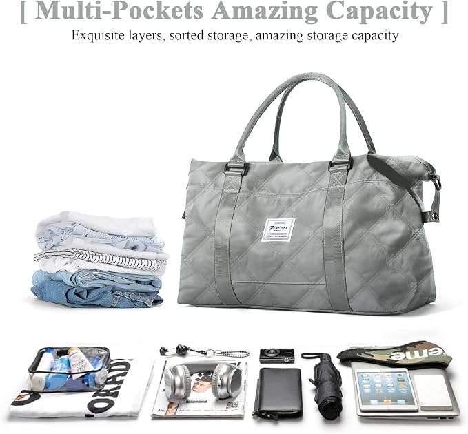 Travel Duffel Bag, Carry On Overnight Weekender Bags for Women | Travel Bag with Wet Pocket & Trolley Sleeve, For Spirit Airlines 18x14x8 Personal Item Bag - Image 2
