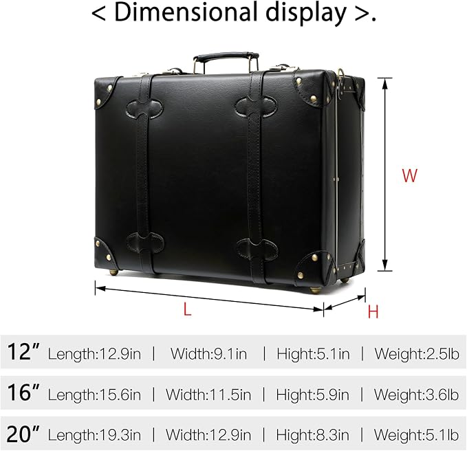 urecity Vintage and Cute Carry-on Overnight Case Non-wheeled Mini Leather Trunk Suitcase with Shoulder Strap - Image 7