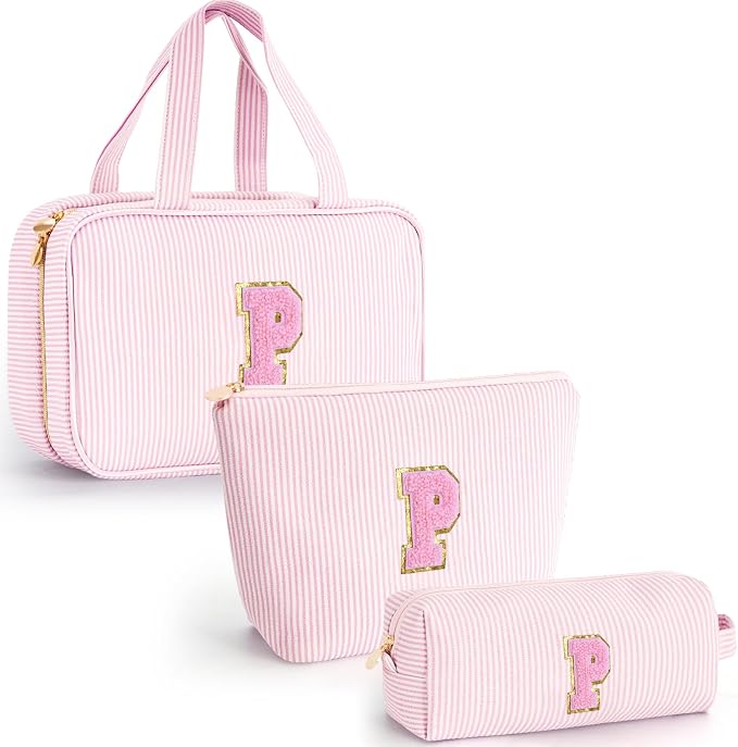 Gifts for Teen Girls Women - Travel Hanging Toiletry Bag & Makeup Bag - Personalized Initial Cosmetic Bag | Birthday Gift for Girl Trendy Stuff - Pink P by Unknown