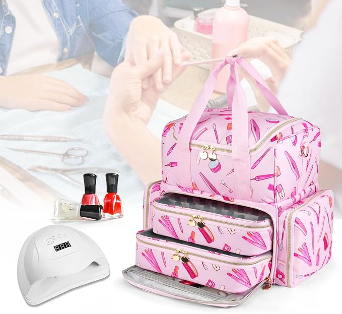 Nail Polish Organizer Case - Large Double Layer Organizers and Storage Bag for Nail Supplies and Art Tech - Image 7