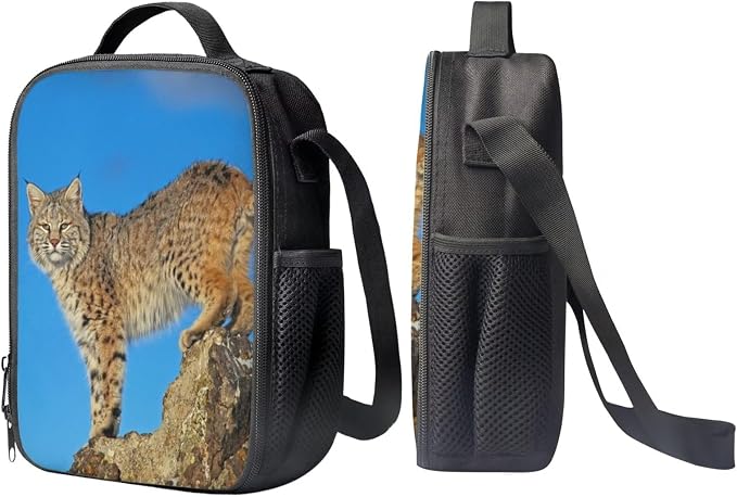 Kids Novelty Animal Backpack and Lunch Box for Boys Girls Student Lightweight 17 Inch School Canadian Lynx Backpack with Lunch Bag Pencil Case Kids Comfy Padded Black Large Bookbag - Image 4