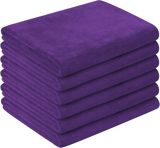 JML Bath Towel, Microfiber Bath Towels Set 6 Pack 30" x 60" - Large Size, Absorbent, Quick Drying as Fitness Towel, Sports Towels, Yoga Towel, Violet - Image 2