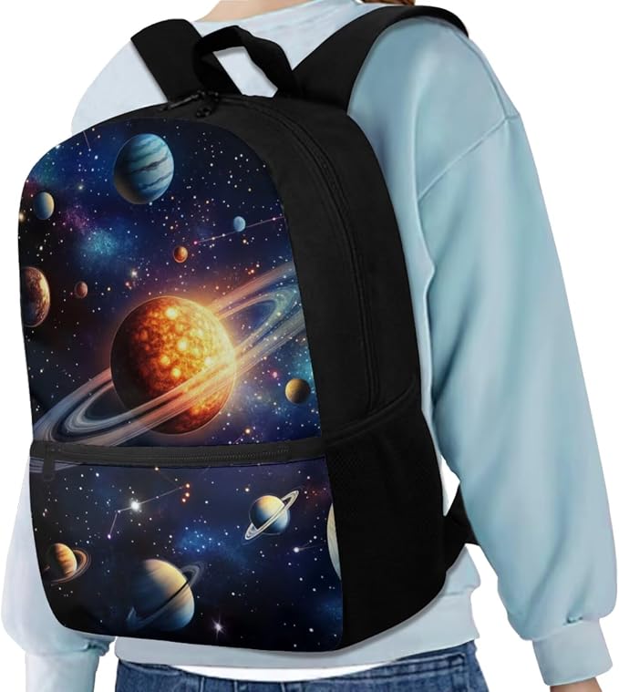 Galaxy Space Backpack for Boys Kids Backpack with Lunch Box Water Bottle Carrier and Fabric Pencil Pouch 4PCS Set 17 inch Bookbag with Front Pocket Sturdy School Bag with Side Pocket for Girls - Image 2