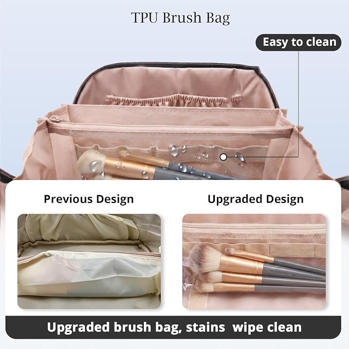 Personalized Gift Travel Makeup Bag: Initial Makeup Organizer Bag for Women | 3-in-1 Custom Make up Bag Set - Vegan Leather Travel Cosmetic Bag - Luxury Gift for Women – Birthday, Anniversary, Graduation - Image 4