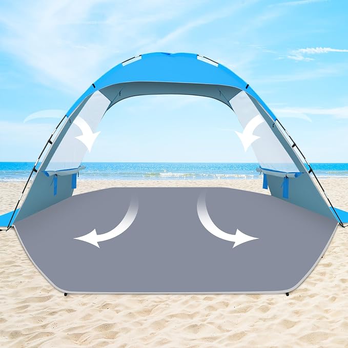 Gorich Beach Tent Sun Shelter for 3/4/6/8/10 Person with UPF 50＋ UV Protection, Lightweight & Easy Setup Beach Shade Canopy, Portable Beach Shade Tent Beach Cabana - Image 4