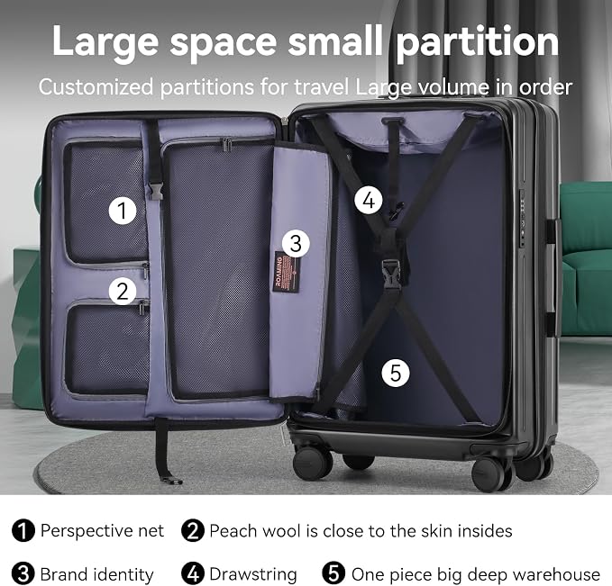 ROAMING Luggage Sets Hard shell Suitcase Top Opening Expandable with Wheels, Sturdy Large Suitcase Tsa Lock 20 Inch Carry on 28 Inch Checked Luggage, 2-Piece Set (20/28) for Travel Woman Men. Black - Image 9