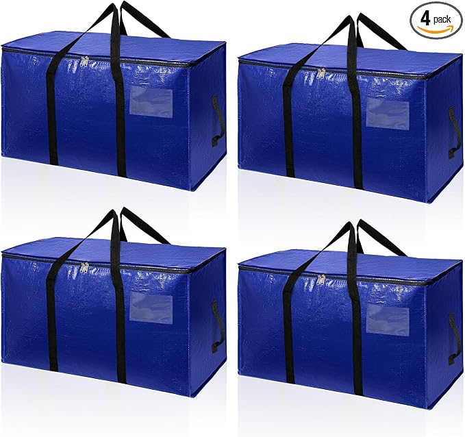 Moving Bags 4pcs Waterproof Moving Bags Large Travel Duffel Bags with Reinforced Handles, Clothes Organizer for Clothes Storage and Blankets for Moving and Traveling Bags 72L by Romon