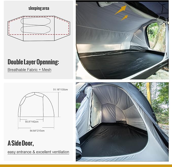OneTigris COMETA Camping Tent, Detachable Inner Mesh Tent & Portable Carry Bag Included, Easy Setup, Waterproof Windproof Tunnel Tent for Outdoors Camping Canoeing Beach Travel Picnic - Image 5