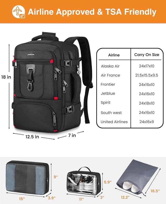 YAMTION Carry On Backpack for Men,Travel Backpack with 3 Packing Cubes for Women,Laptop Backpack Airline Approved Weekender Bag Mochila Viaje para Hombres - Image 5