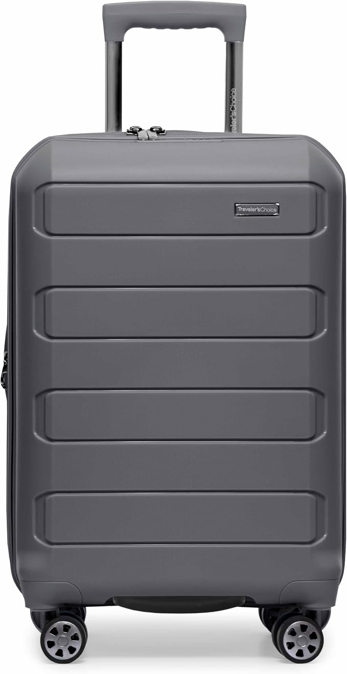 Traveler's Choice Pagosa Hardshell Expandable Luggage with Spinner Wheels, Gray, 2-Piece Set (22/27) - Image 2