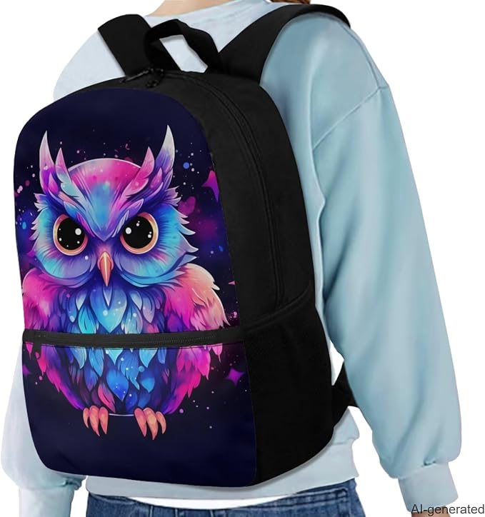 Purple Owl Backpack and Lunch Bag Set for Girls Large Capacity Kids Bookbag with Pencil Case Adjustable Lightweight School Bag for Kindergarten, Elementary & Middle School - Image 2