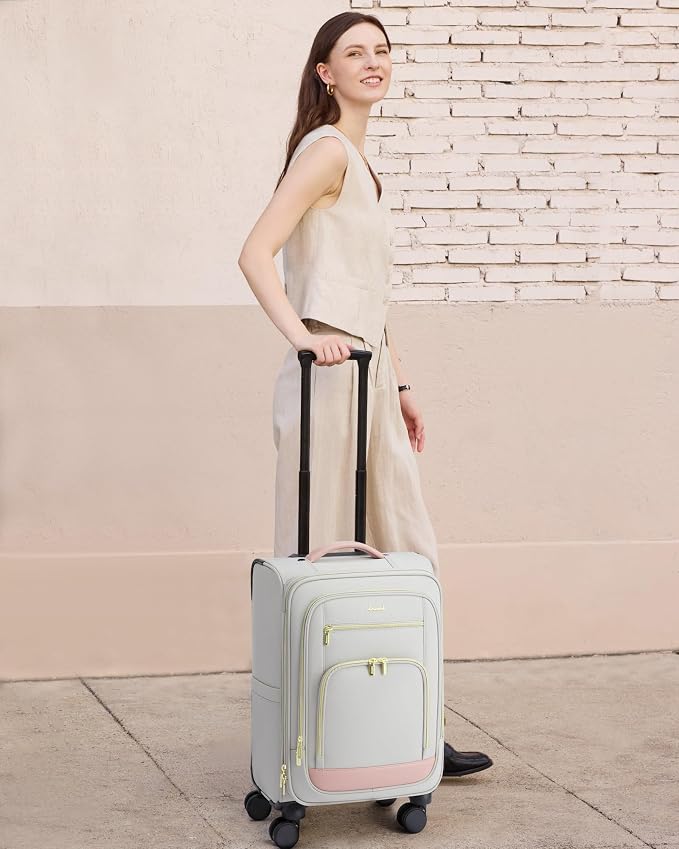 LOVEVOOK Carry on Luggage 22x14x9 Airline Approved with Garment Bag & Spinner Wheels, 22 Inch Large Rolling Suitcase with TSA Lock, Softside Lightweight Underseat Carryon Luggage for Women Travel, 49L - Image 2