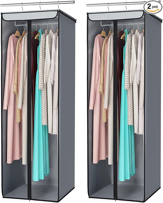Univivi Garment Bags for Hanging Clothes, Large Clothes Storage Bags Closet Organizer with Clear Window, Premium Hanging Garment Storage Bag for Suits, Coats, Dresses, 54", 2-Pack by Univivi