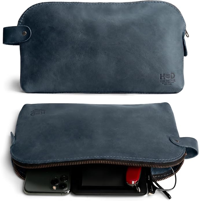 Hide & Drink, Large Rustic All Purpose Utility Bag for Cords & Chargers, Travel Bag, Multi-Purpose Bag, Full Grain Leather by HideDrink