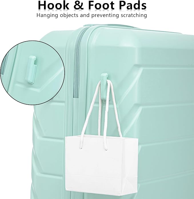 3-Piece ABS Spinner Luggage Set (20" 24" 28") with Combination Lock, Matching Hardshell Suitcases, Mint Green - Image 6