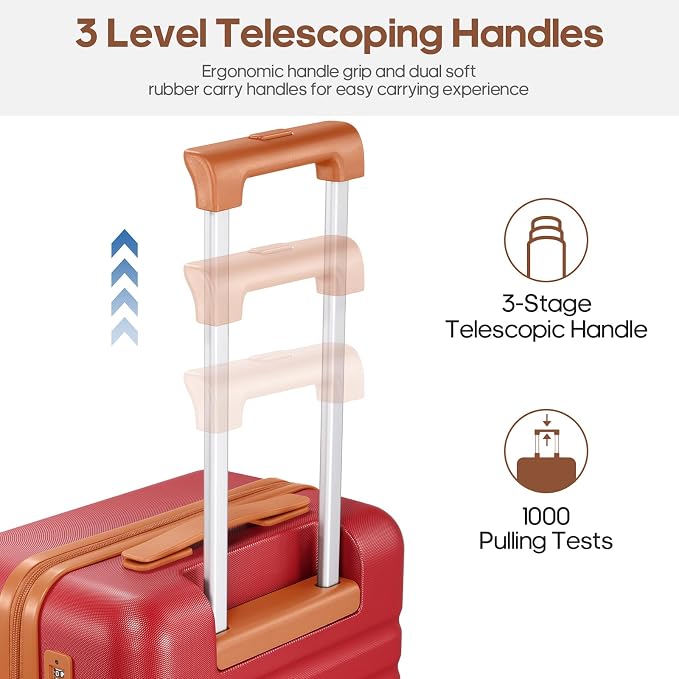 3 Piece Luggage Set, Durable ABS Hardshell Carry On Suitcase Set with Silent Spinner Wheels, YKK Zipper & TSA Lock, Lightweight Large Travel Checked Luggage,20/24/28 Inch - Image 5