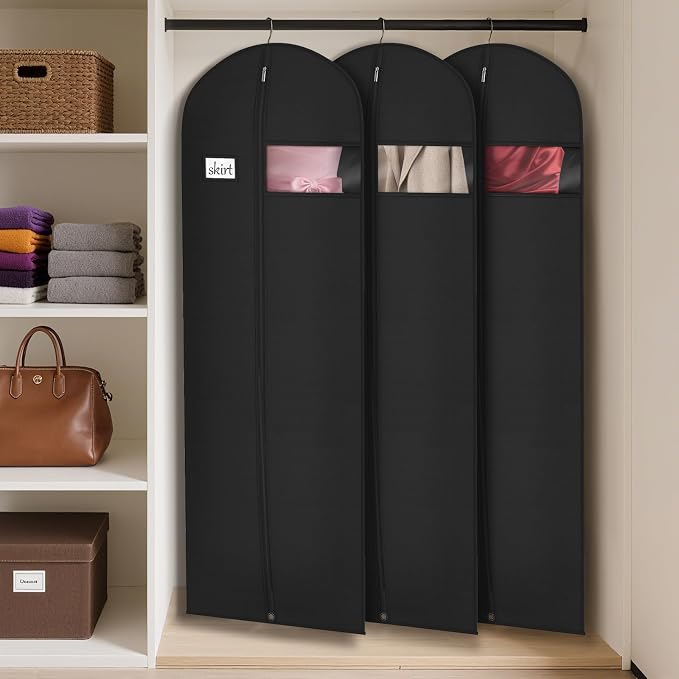 Syeeiex 72'' Long Dress Bags for Gowns, Garment Bags for Hanging Clothes, Dress Garment Bag, Garment Covers with Clear Window for Prom Dresses,Formal Gowns,Long Winter Coats,Evening Dress(3 Pack) - Image 3