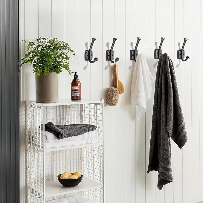 khtumeware 3 Pack 4.7 inch Oil Rubbed Bronze Coat Hooks Wall-Mounted Hooks | Applicable to hanging,Towel,robe,bathroom,bag,clothes,entryway Zinc Alloy bathroom hooks - Image 4