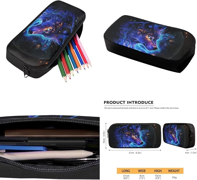 Dominant Wolf Kids Backpack Set 4Pcs School Bookbag with Lunch Box for Boys 6-10 Lightweight Elementary School Bag for Boys Large Capacity Set Bottle Slevee Cool Pencil Case Gifts Travel - Image 5