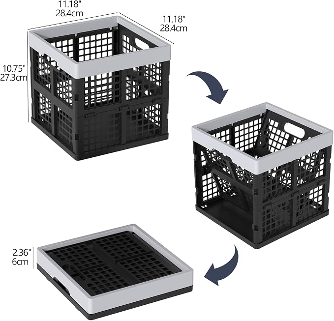 18 L Collapsible Milk Crates, Plastic Stackable Storage Crate, 3-Pack - Image 2