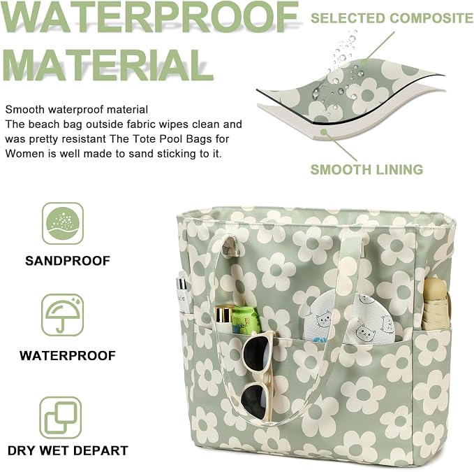 Bluboon Waterproof Beach Tote Pool Bags for Women Ladies Extra Large Carry On Bag With Wet Compartment for Weekender Travel - Image 4