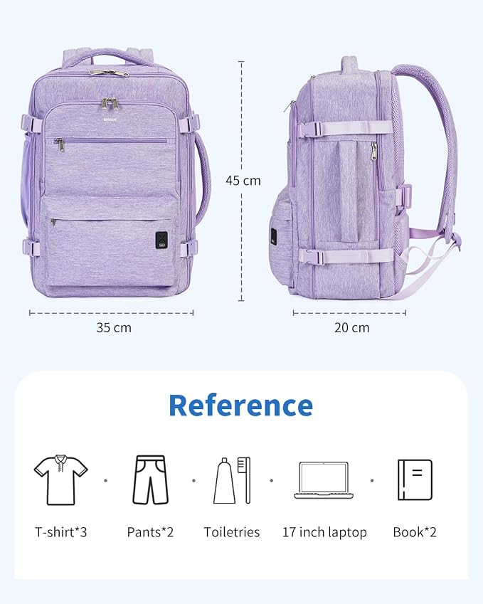 WANDF Travel Backpack For Spirit Airlines Personal Item Bag 18x14x8 with Wet Pocket, 17 Inch Laptop Backpack for Men Women | Frontier Airline Underseat Fit, Fits 17" Laptop, 180°Opening, Travel Backpack - Image 8