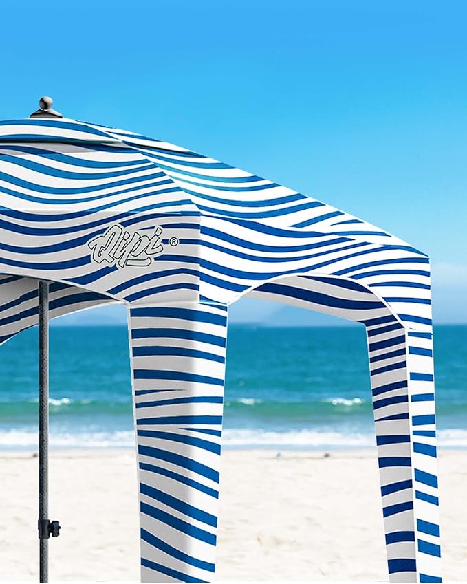 Qipi Beach Cabanas for Sand, Beach Canopy with Sandbags & Side Wall for Family, Easy Set Up Sun Shelter, UPF 50+ UV Protection with Roof Vent - Image 8