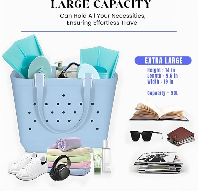 Extra Large Rubber Tote Bag for Beach, Pool, Boat. Waterproof, Lightweight- Parent - Image 5