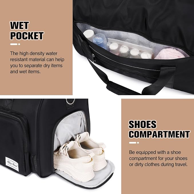 ACESAK Garment Bags for Travel, 2 in 1 Convertible Carry On Duffle Bag Suit Bags Foldable Backpacks with Shoe Compartment & Toiletry Bag, Hanging Bags for Clothes Dress Suit for Men Women Gift (Black) - Image 7