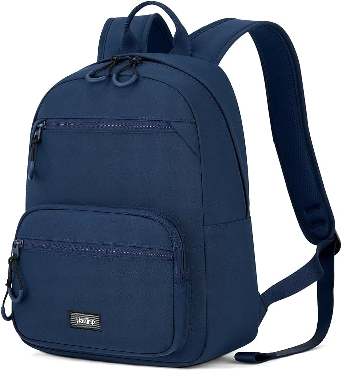 HanTrip Carry On Travel Backpack For Men Women, 13 Inch Small Mini Work Bag Personal Item Backpacks, Camping Back Pack Lightweight Hiking Daypack For Office Nurse Commuter (Navy Blue) by HanTrip