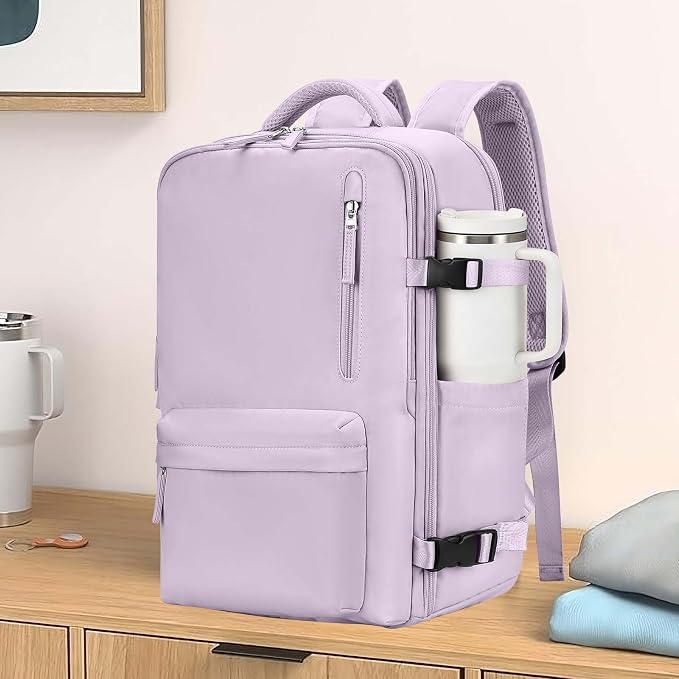 WONHOX Large Travel Backpack Women, Carry On Backpack,Hiking Laptop Backpack Waterproof Outdoor Sports Rucksack Casual Daypack (Purple) - Image 2