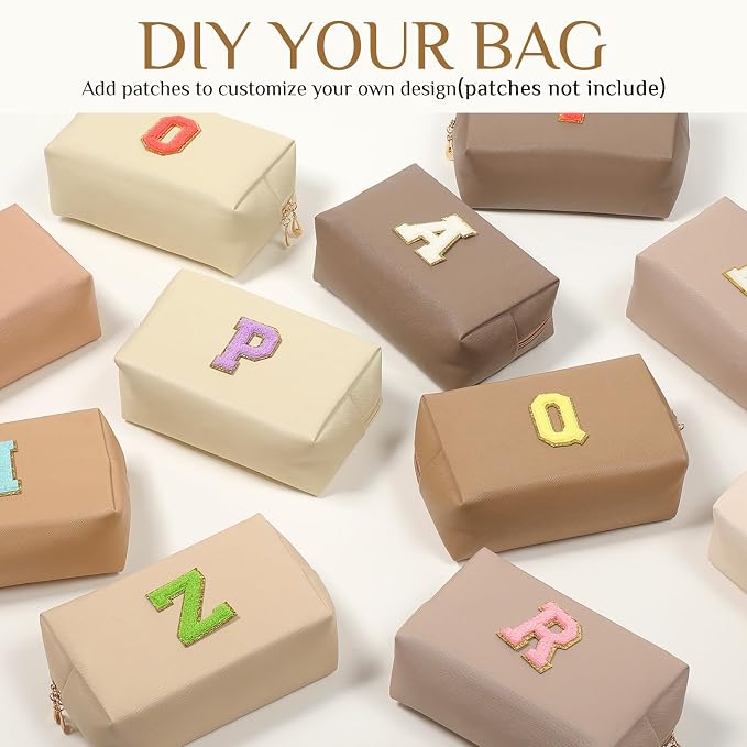 100 Pack Aesthetic Makeup Bags Bulk PU Leather Cosmetic Pouches Waterproof Toiletry Bags Makeup Pouches Bulk for Teen Girls Women Party Gift Travel Storage Back to Teacher Gift (Neutral) - Image 3