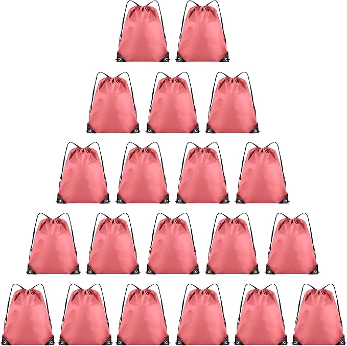 Grneric 20 Pieces Drawstring Backpack Bulk Cinch Sackpack Ployster Drawstring Bags for Gym Party Trip(Peachy) by Grneric