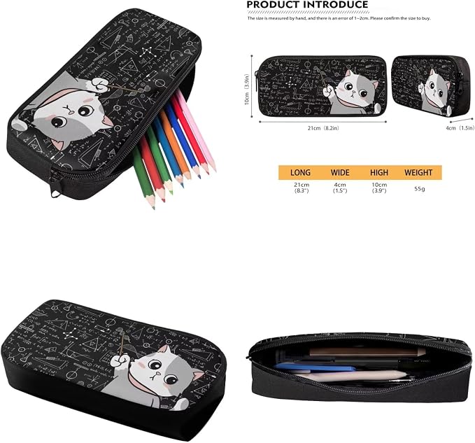 Cat Backpack for School Girls Backpack with Lunch Box Water Bottle Carrier with Strap and Kawaii Pencil Case 4 in 1 Cute Bookbag with Compartments 17 inch Large Elementary School Bag for Kids - Image 6