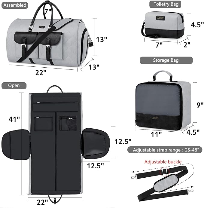 Garment Duffel Bag for Travel - ITIEZY Convertible Carry on Garment Duffel Travel Bag for Women Men Large Weekender Bag with Shoes Pouch 2 in 1 Hanging Suit Travel Duffel Bag 3pcs Set - Image 6