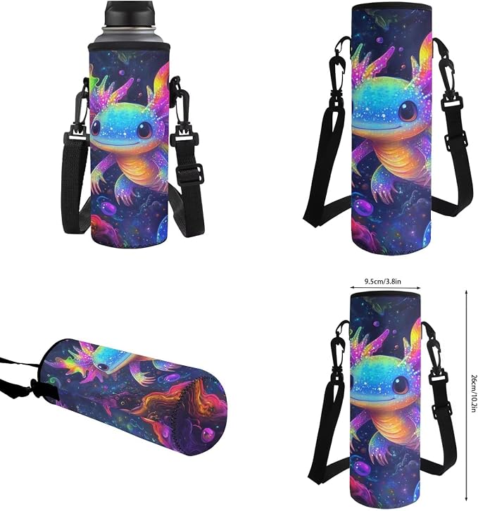 Axolotl Backpack and Lunch Box 17 Inch Elementary School Backpacks with Lunch Box Cute Animal Print Bookbag/Lunch Bag/Pencil Case/Water Bottle Holder, 4 Piece Back to School Bags - Image 7