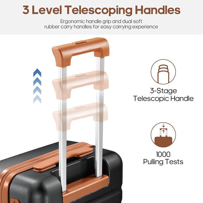 3 Piece Luggage Set, Durable ABS Hardshell Carry On Suitcase Set with Silent Spinner Wheels, YKK Zipper & TSA Lock, Lightweight Large Travel Checked Luggage,20/24/28 Inch - Image 5