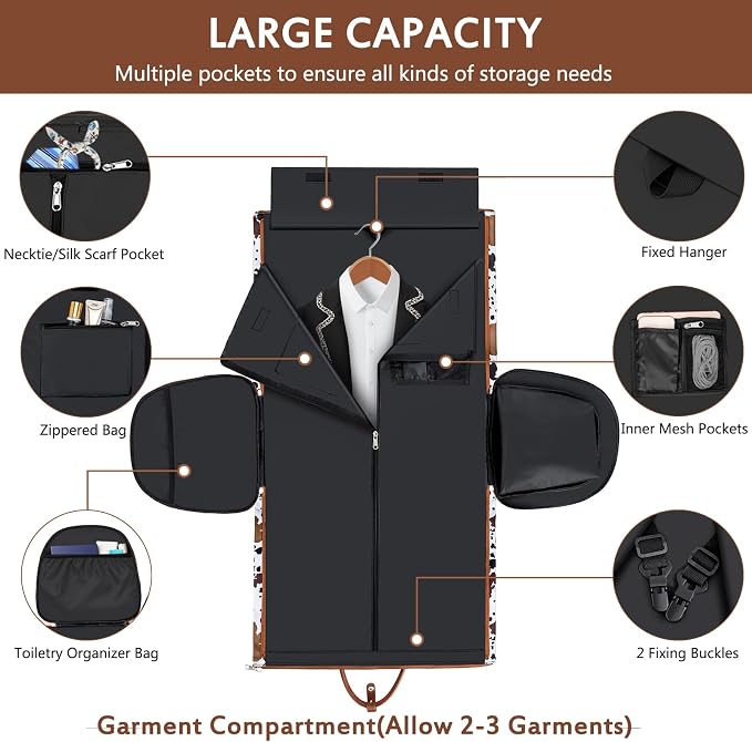 Garment Duffel Bag for Travel - Convertible Carry on Garment Duffel Travel Bag for Women Men Large Weekender Bag with Shoes Pouch 2 in 1 Hanging Suit Travel Duffel Bag 3pcs Set - Image 4