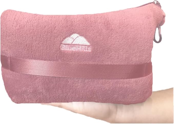 BlueHills Premium Soft Plush Mini Travel Blanket Pillow Car Dusty Rose Pink | Compact Airplane Blanket, Portable Pillowcase, Long Flights, 2 in 1 Plane Essentials, Luggage Strap & Carabiner, Lightweight - Image 8