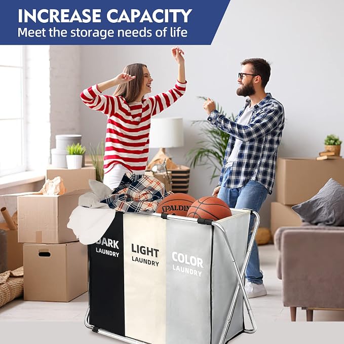 180L Large Laundry Basket, Freestanding Laundry Hamper, Collapsible Tall Clothes Hamper with Handles for Dirty Clothes in the Dorm & Family Closet Storage Container and Organizer (1-Pack) - Image 3