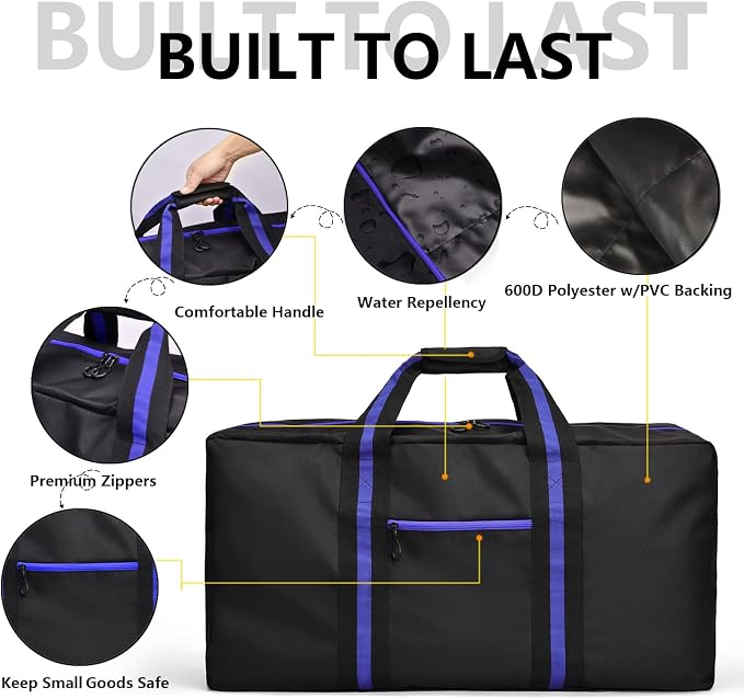 150L Large Duffle Bag for Travel 37” Diffle Bag for Overnight Weekender Camping, Storage for Men Women, Blue - Image 5
