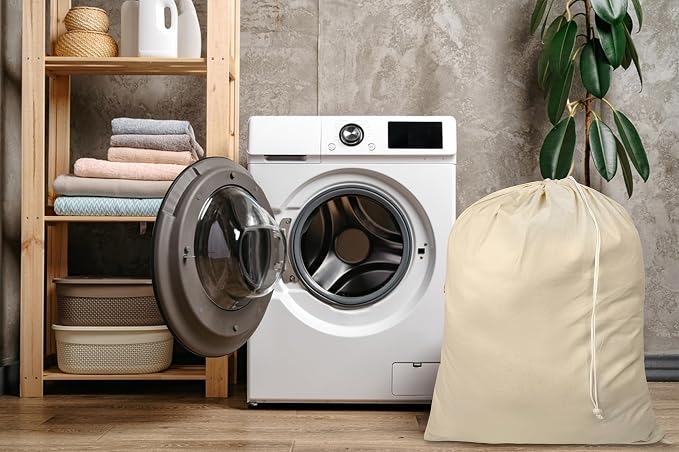 4 Pack Reusable Laundry Bags - 100% Cotton Multi Purpose Travel Laundry Bag - Durable & Machine Washable - Large Laundry Bag 28 x 36" - Image 8