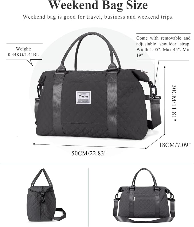 Travel Duffel Bag, Carry On Overnight Weekender Bags for Women | Travel Bag with Wet Pocket & Trolley Sleeve, For Spirit Airlines 18x14x8 Personal Item Bag - Image 5