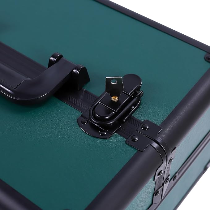 Karl home 4 in 1 Makeup Train Case Rolling Cosmetic Trolley Large Capacity Travel Organizer with Key 360°Swivel Wheels Suitcase for Beauticians Hairstylists Nail Tech Students,Dark Green - Image 6